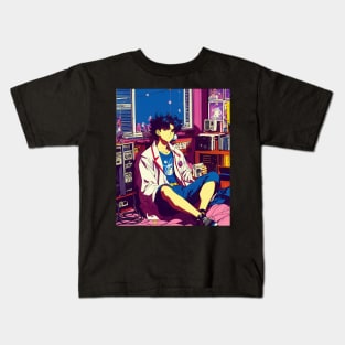 Lost in Lofi World - Japanese anime aesthetic 90s Kids T-Shirt